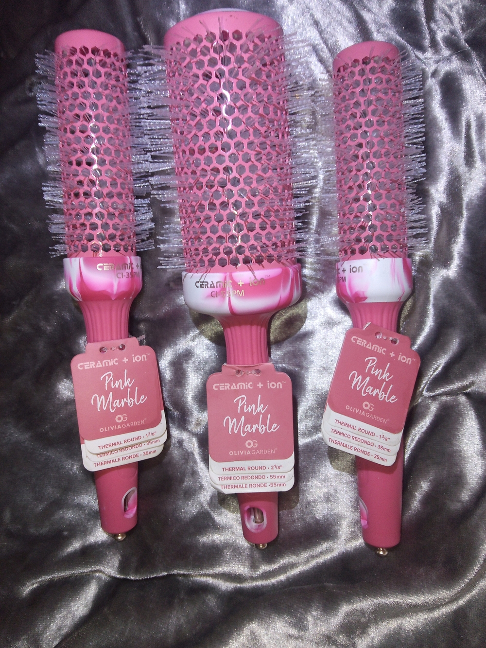 Pink Marble Ceramic + Ion Round Brush - Pink